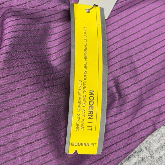 VTG APT 9 Luxury Shirt Mens XL Purple Black Striped Modern Fit Button Down NWT - Picture 8 of 16